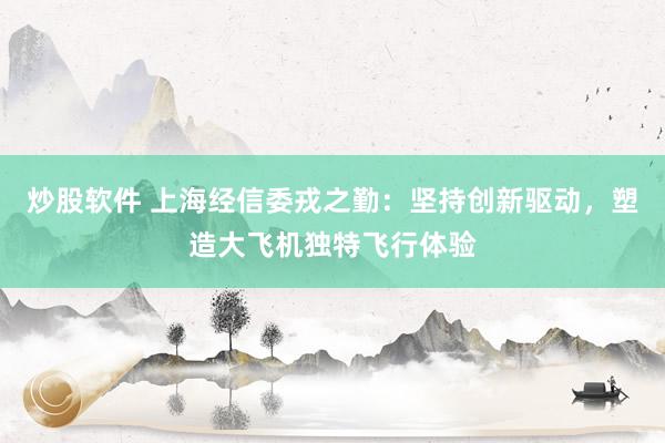 炒股软件 上海经信委戎之勤：坚持创新驱动，塑造大飞机独特飞行体验