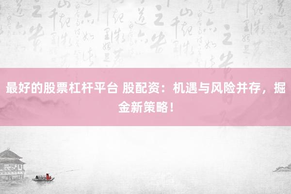 最好的股票杠杆平台 股配资：机遇与风险并存，掘金新策略！