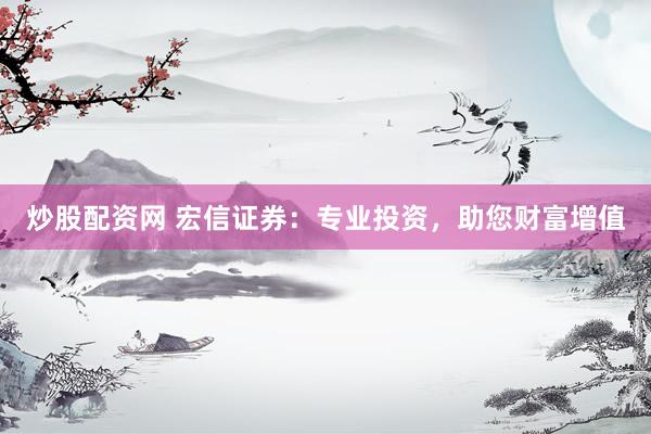 炒股配资网 宏信证券：专业投资，助您财富增值