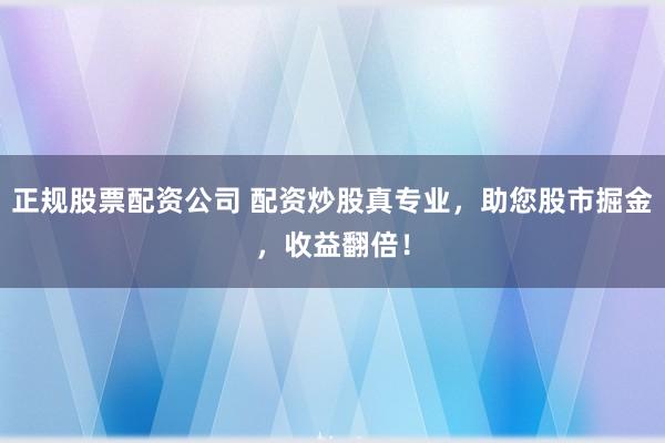 正规股票配资公司 配资炒股真专业，助您股市掘金，收益翻倍！