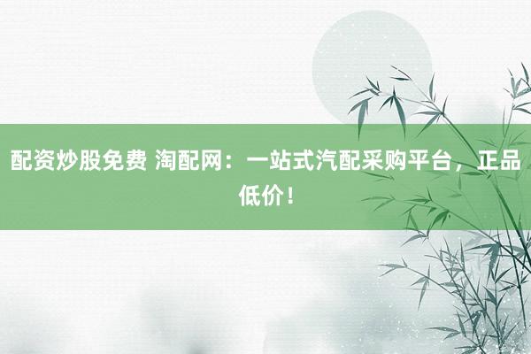 配资炒股免费 淘配网：一站式汽配采购平台，正品低价！