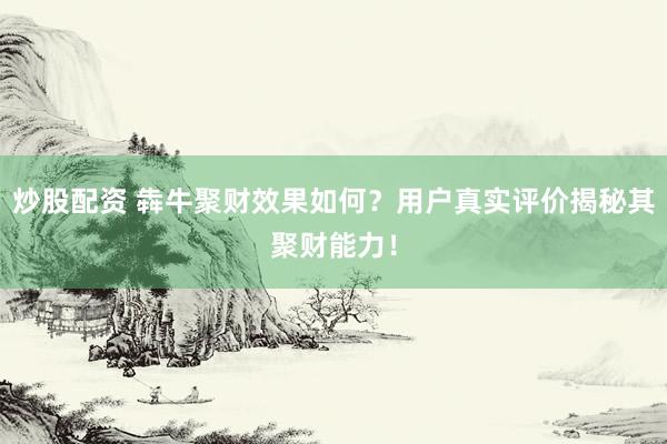 炒股配资 犇牛聚财效果如何？用户真实评价揭秘其聚财能力！