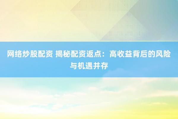 网络炒股配资 揭秘配资返点：高收益背后的风险与机遇并存