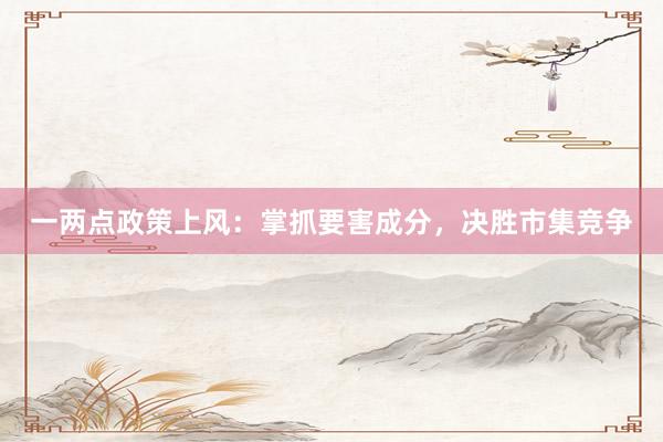 一两点政策上风：掌抓要害成分，决胜市集竞争