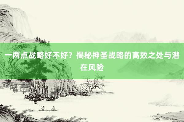 一两点战略好不好？揭秘神圣战略的高效之处与潜在风险