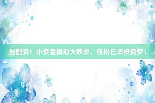 趣配资：小资金撬动大钞票，放松已毕投资梦！