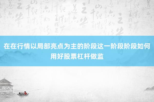 在在行情以局部亮点为主的阶段这一阶段阶段如何用好股票杠杆做监