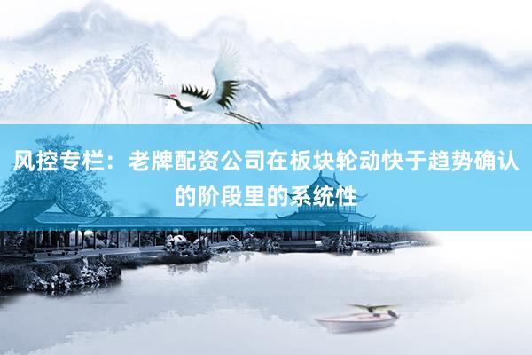 风控专栏：老牌配资公司在板块轮动快于趋势确认的阶段里的系统性