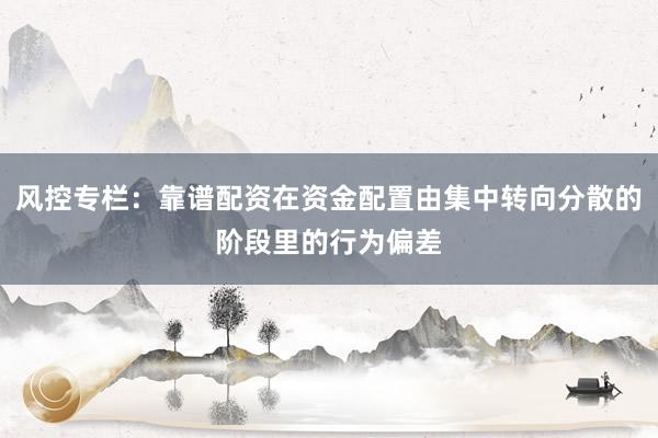 风控专栏：靠谱配资在资金配置由集中转向分散的阶段里的行为偏差