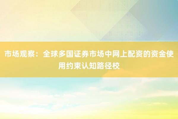 市场观察：全球多国证券市场中网上配资的资金使用约束认知路径校