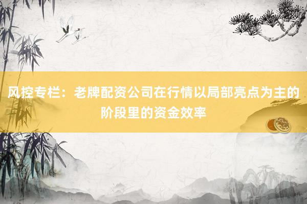 风控专栏：老牌配资公司在行情以局部亮点为主的阶段里的资金效率