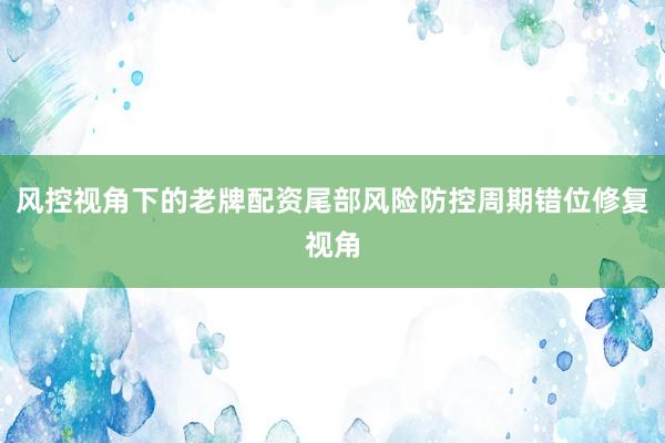 风控视角下的老牌配资尾部风险防控周期错位修复视角