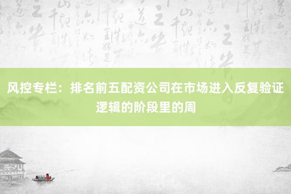 风控专栏：排名前五配资公司在市场进入反复验证逻辑的阶段里的周