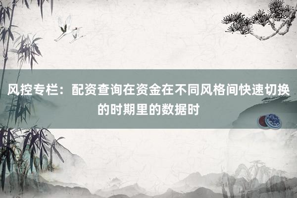 风控专栏：配资查询在资金在不同风格间快速切换的时期里的数据时