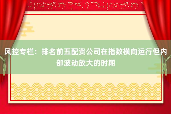 风控专栏：排名前五配资公司在指数横向运行但内部波动放大的时期