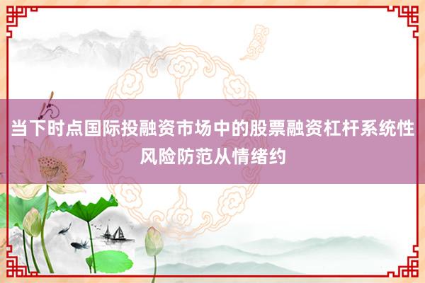 当下时点国际投融资市场中的股票融资杠杆系统性风险防范从情绪约