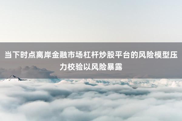 当下时点离岸金融市场杠杆炒股平台的风险模型压力校验以风险暴露