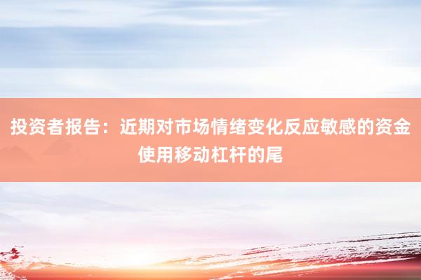 投资者报告：近期对市场情绪变化反应敏感的资金使用移动杠杆的尾