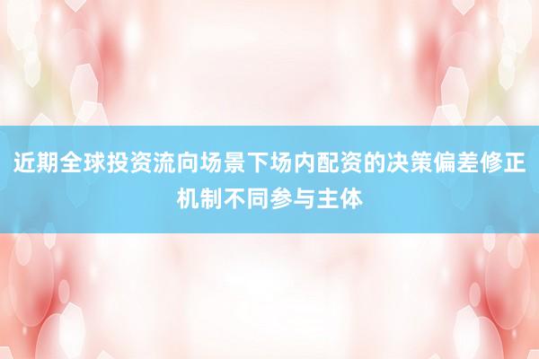 近期全球投资流向场景下场内配资的决策偏差修正机制不同参与主体